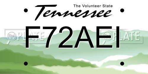 F72AEI Tennessee License Plate