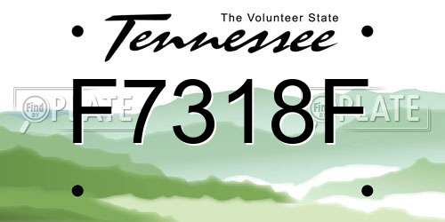 F7318F Tennessee License Plate