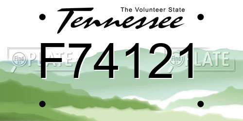 F74121 Tennessee License Plate