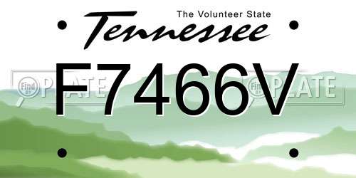 F7466V Tennessee License Plate