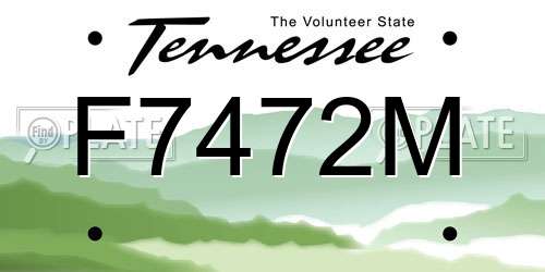 F7472M Tennessee License Plate