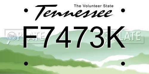 F7473K Tennessee License Plate