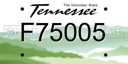 F75005 Tennessee License Plate