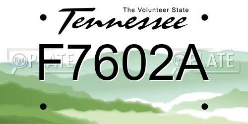 F7602A Tennessee License Plate