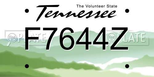 F7644Z Tennessee License Plate