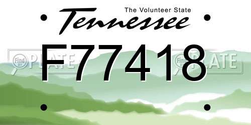 F77418 Tennessee License Plate