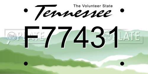 F77431 Tennessee License Plate