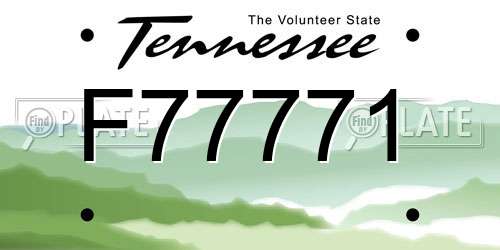 F77771 Tennessee License Plate