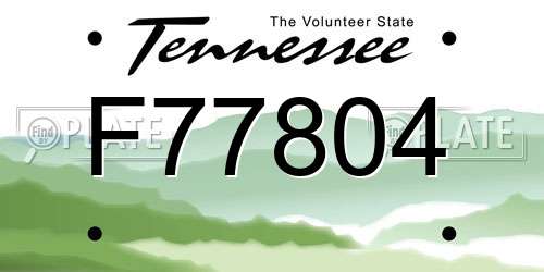 F77804 Tennessee License Plate