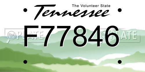 F77846 Tennessee License Plate
