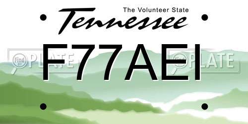 F77AEI Tennessee License Plate