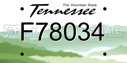 F78034 Tennessee License Plate