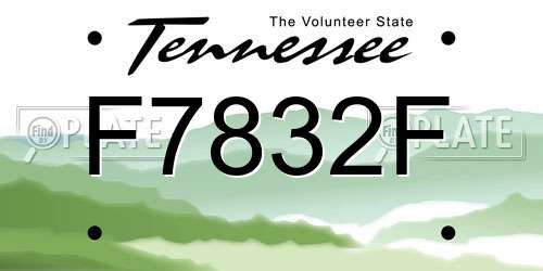 F7832F Tennessee License Plate