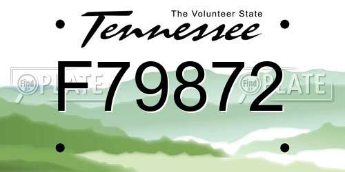 F79872 Tennessee License Plate