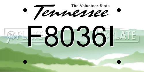 F8036I Tennessee License Plate