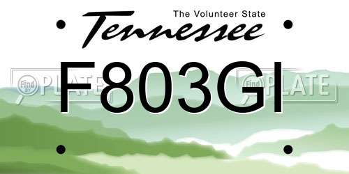 F803GI Tennessee License Plate