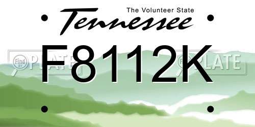 F8112K Tennessee License Plate