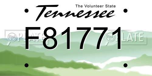 F81771 Tennessee License Plate