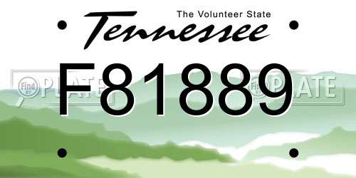 F81889 Tennessee License Plate