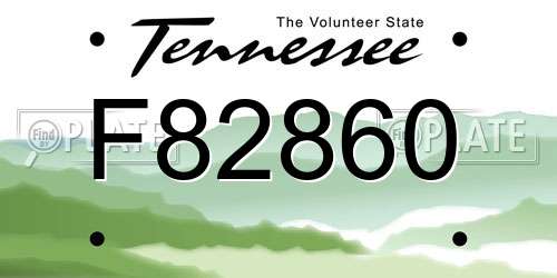 F82860 Tennessee License Plate
