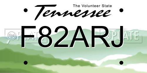 F82ARJ Tennessee License Plate