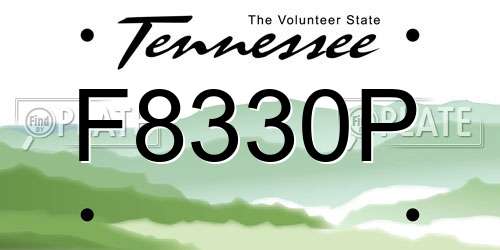F8330P Tennessee License Plate