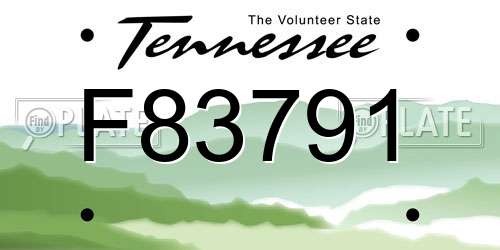 F83791 Tennessee License Plate