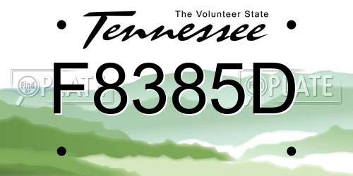 F8385D Tennessee License Plate