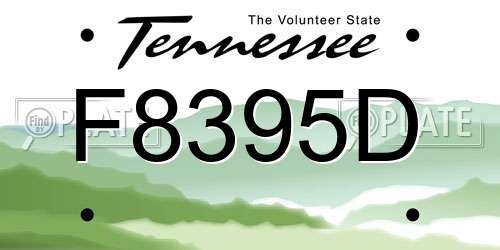 F8395D Tennessee License Plate