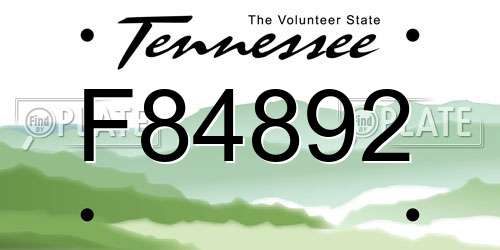 F84892 Tennessee License Plate
