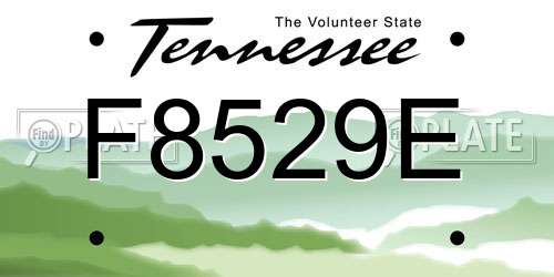 F8529E Tennessee License Plate