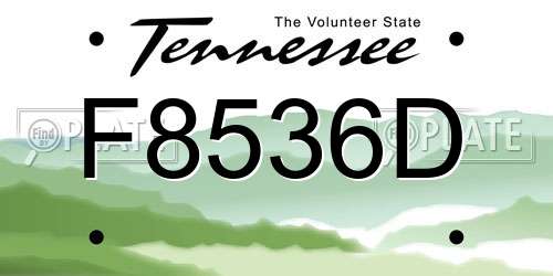 F8536D Tennessee License Plate