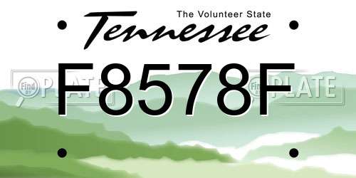 F8578F Tennessee License Plate