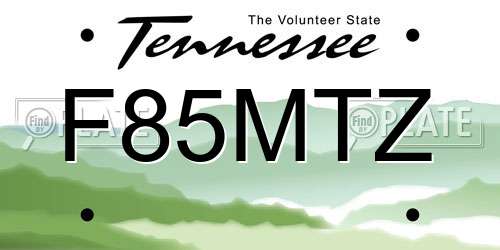 F85MTZ Tennessee License Plate
