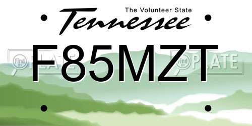 F85MZT Tennessee License Plate