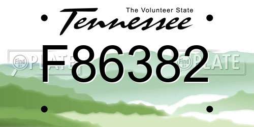 F86382 Tennessee License Plate