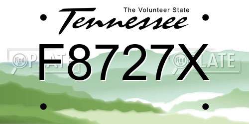 F8727X Tennessee License Plate