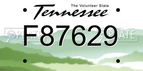 F87629 Tennessee License Plate