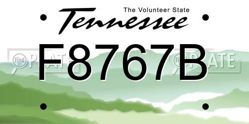F8767B Tennessee License Plate