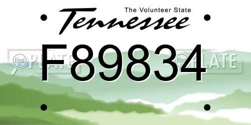 F89834 Tennessee License Plate