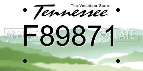 F89871 Tennessee License Plate