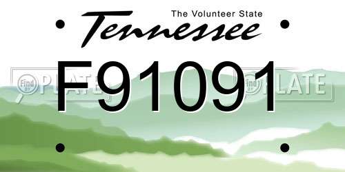 F91091 Tennessee License Plate