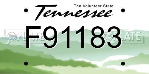 F91183 Tennessee License Plate