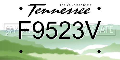 F9523V Tennessee License Plate