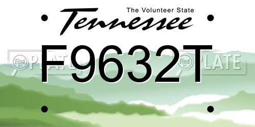 F9632T Tennessee License Plate