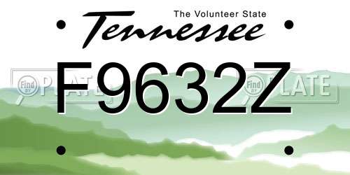 F9632Z Tennessee License Plate