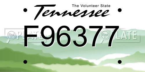 F96377 Tennessee License Plate