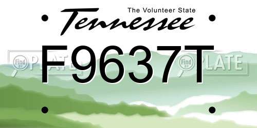 F9637T Tennessee License Plate