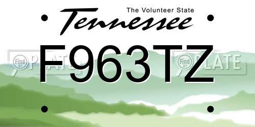F963TZ Tennessee License Plate