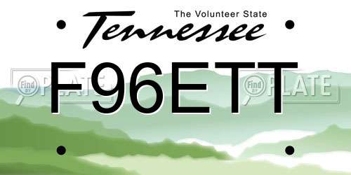 F96ETT Tennessee License Plate